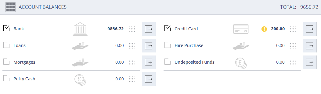 Accounting Software Screenshot balances dashlet 1