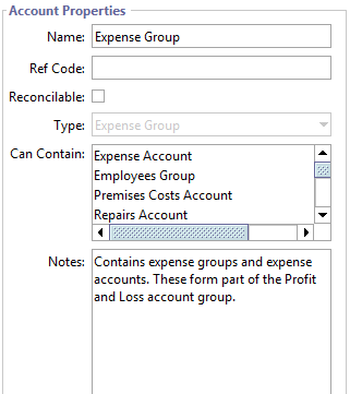 Accounting Software business accounts manager group properties edit