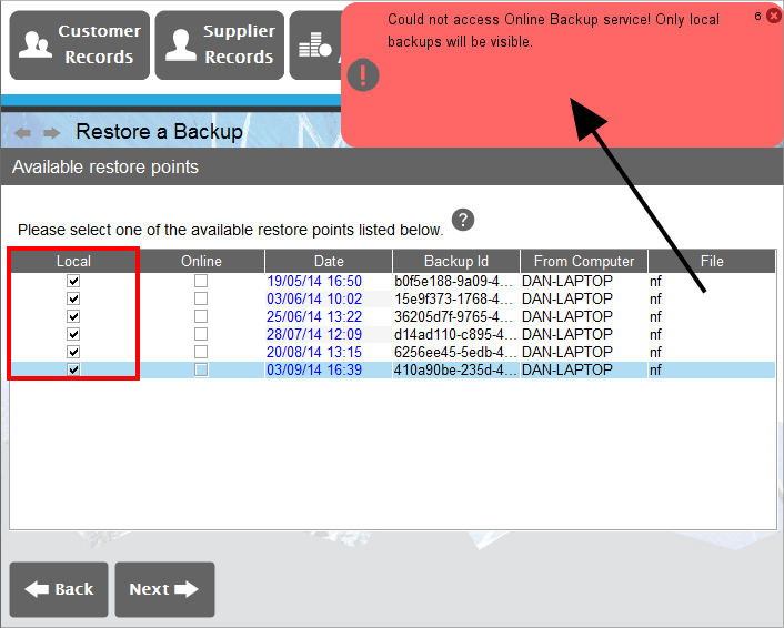 Accounting Software cloud internet error business