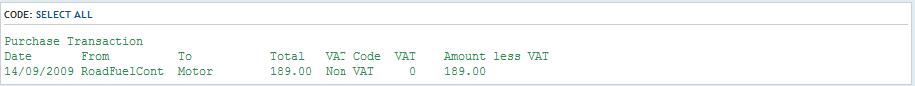 Accounting Software VAT Fuel Example