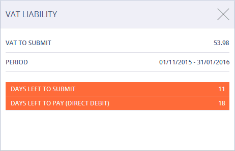 Accounting Software vat Liability Dashlet