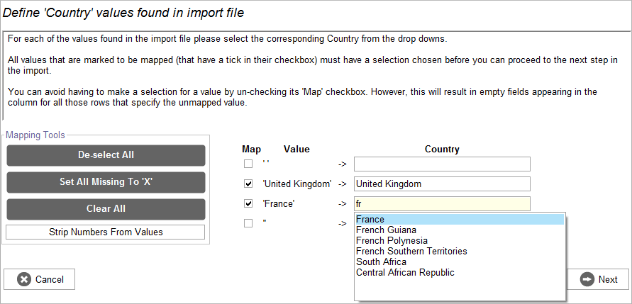 Accounting Software import map country