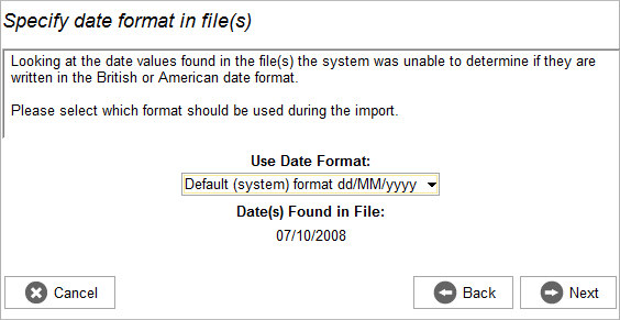 Accounting Software import specify date format