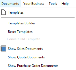 Accounting Software menu new documents