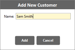 Accounting Software screenshot add a new customer to a transaction table name field