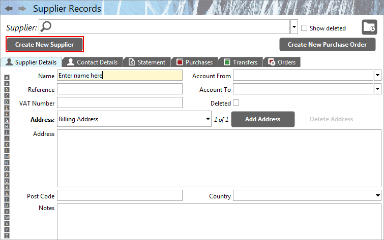 Accounting Software screenshot add supplier new