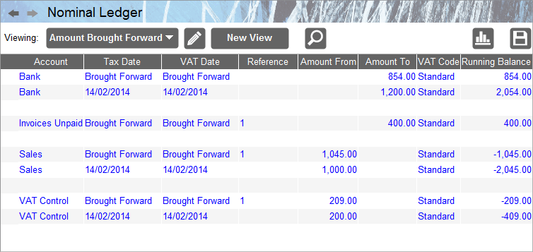 Accounting Software screenshot amount brought forward 8