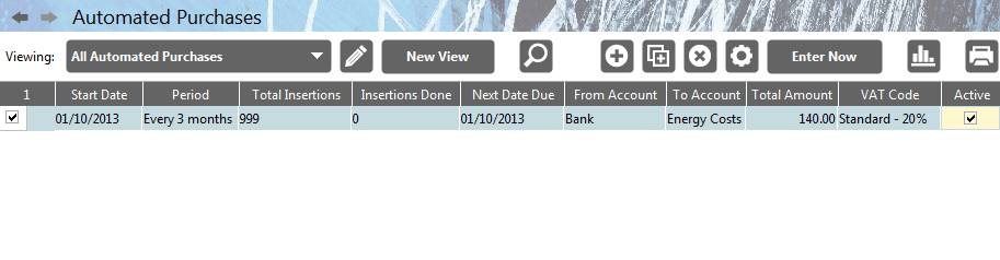 Accounting Software screenshot automated purchases