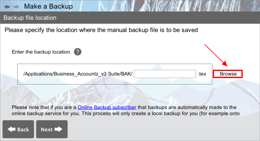 Accounting Software screenshot business make backup mac
