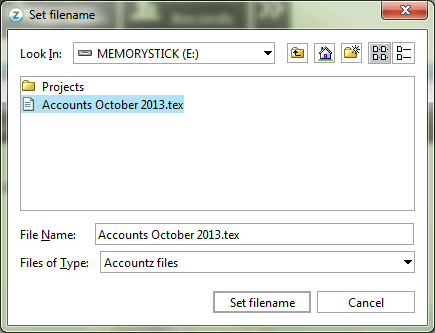 Accounting Software screenshot business restore a backup specify file 2