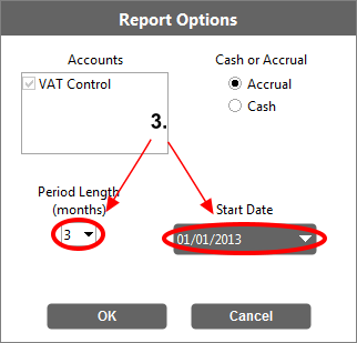Accounting Software screenshot change vat start date 2
