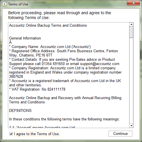 Accounting Software screenshot cloud backup home