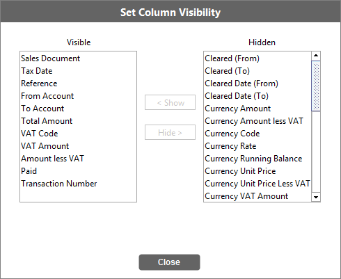 Accounting Software screenshot columns show