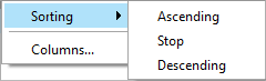 Accounting Software screenshot columns sorting