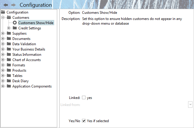 Accounting Software screenshot configuration