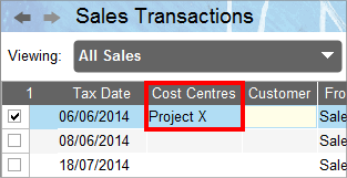 Accounting Software screenshot cost centres 5