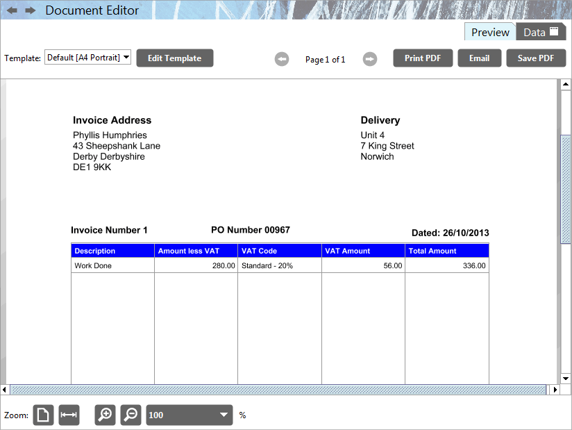 Accounting Software screenshot document editor invoice new preview 2