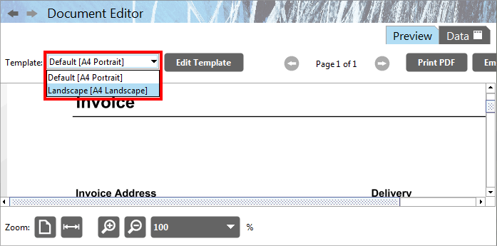 Accounting Software screenshot document editor template picker