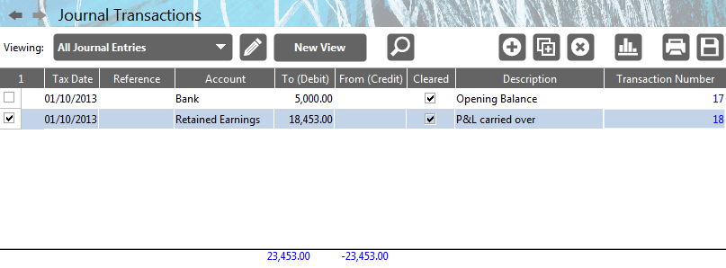 Accounting Software screenshot journal transactions