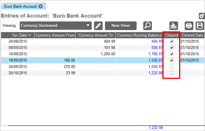 Accounting Software screenshot reconciling multi currency 2