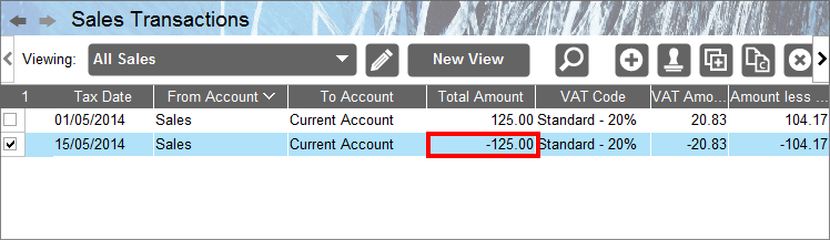 Accounting Software screenshot negative figures 2