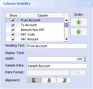 Accounting Software screenshot property column visibility