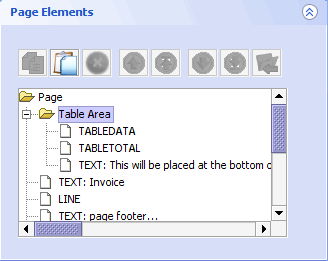 Accounting Software screenshot template editor page elements table
