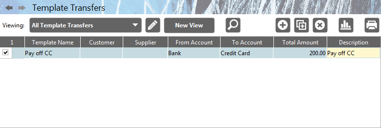 Accounting Software screenshot template transfers