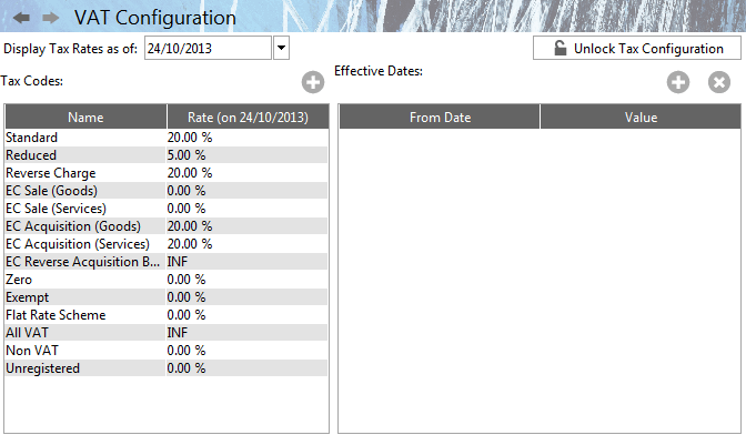 Accounting Software screenshot vat configuration