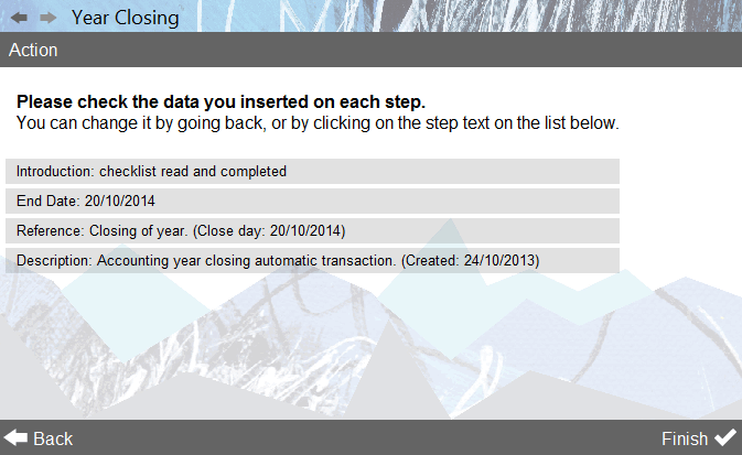 Accounting Software screenshot year closing final page