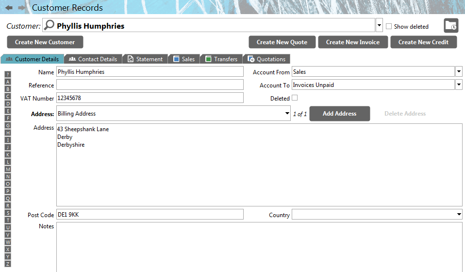 Accounting Software screenshots customer records new