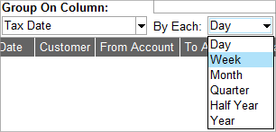 Accounting Software view filter group on column date