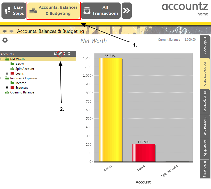 Accounting Software create new accounts