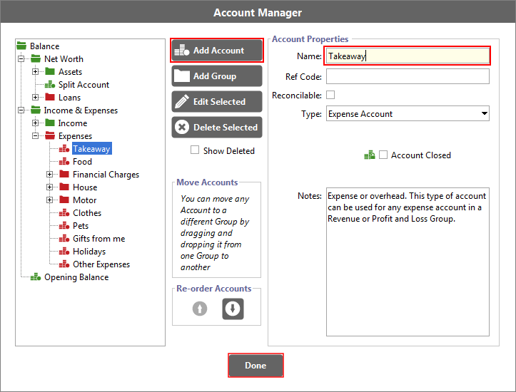 Accounting Software create new accounts 4