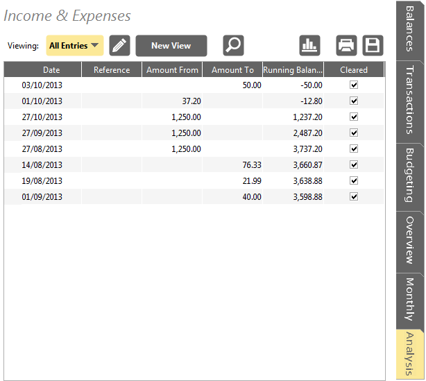 Accounting Software accounts balances budgeting entries