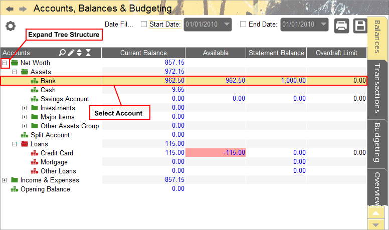 Accounting Software balances 2