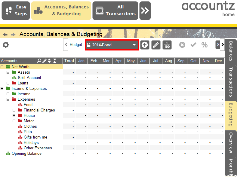 Accounting Software creating a budget 3