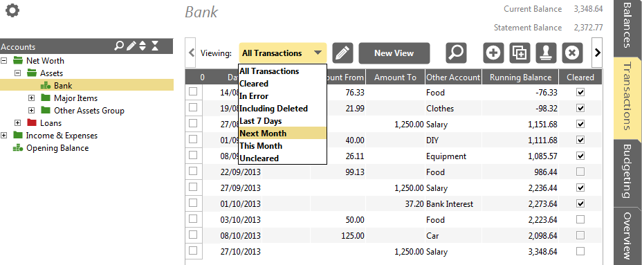 Accounting Software next month view