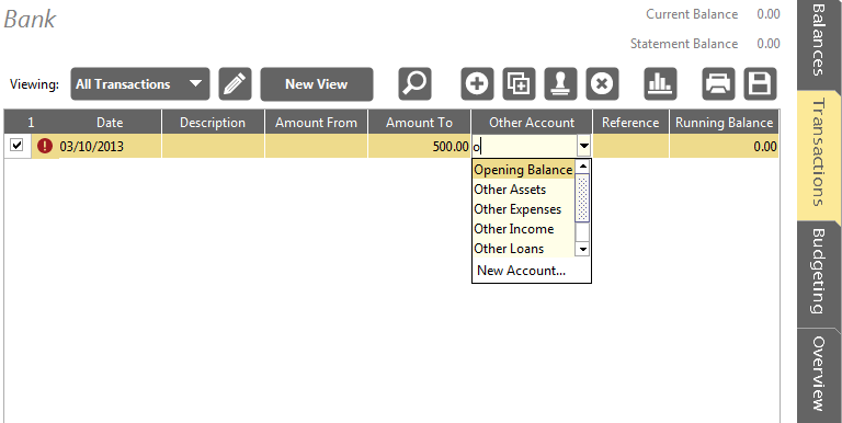 Accounting Software opening_balance