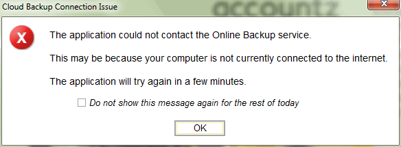 Accounting Software popup no internet
