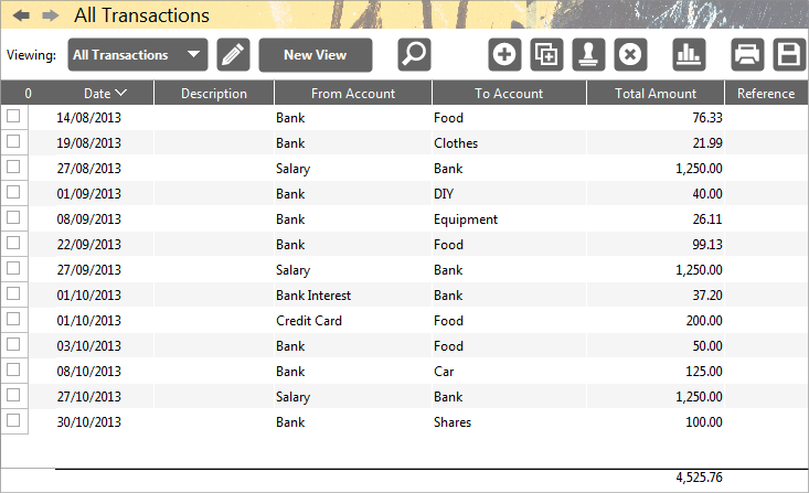 Accounting Software screenshot all transactions