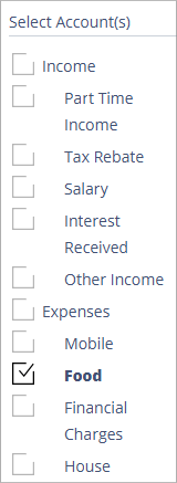 Accounting Software screenshot balances over time selector