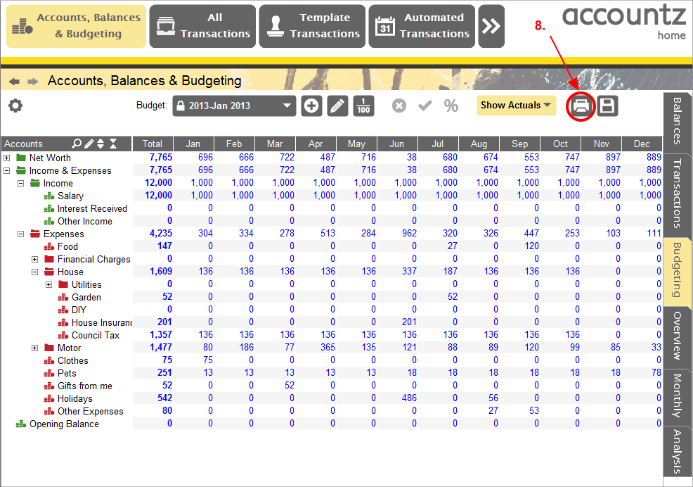 Accounting Software screenshot categorised report 5