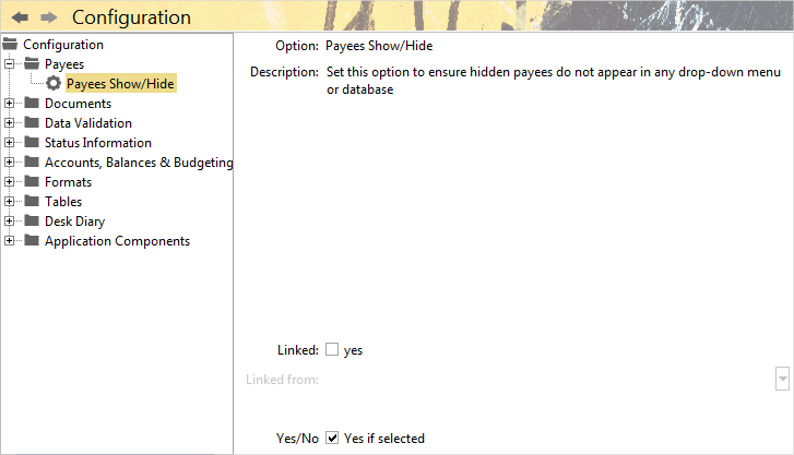 Accounting Software screenshot configuration