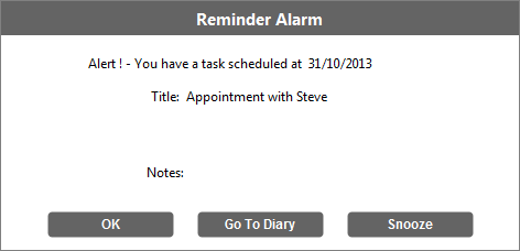 Accounting Software screenshot desk diary add reminder alarm