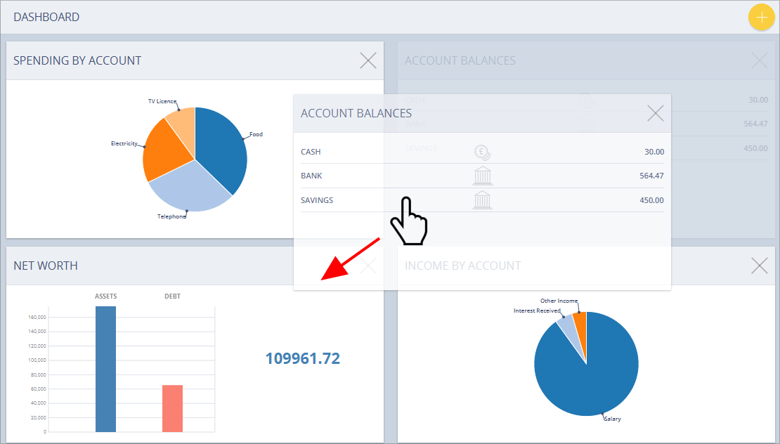 Accounting Software screenshot home drag dashlet