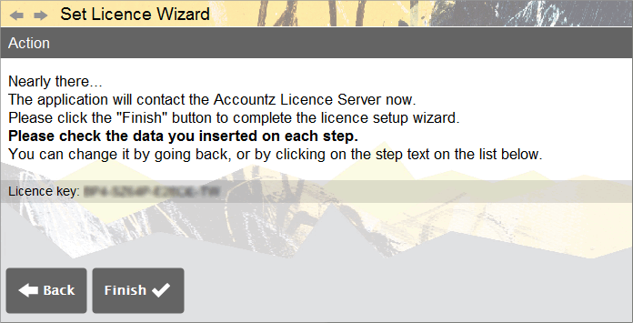 Accounting Software screenshot home set licence wizard 5