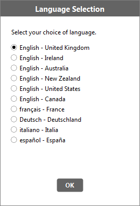 Accounting Software screenshot language selection home