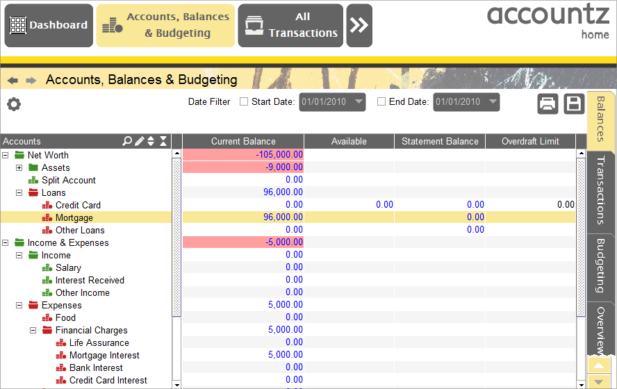 Accounting Software screenshot mortgage transactions 10