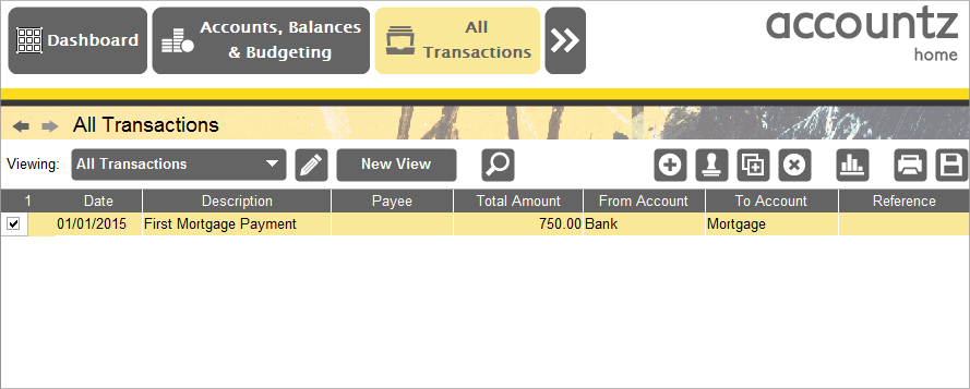 Accounting Software screenshot mortgage transactions 7